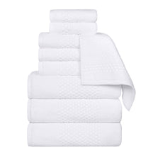 Playa Zero Twist Cotton Solid Waffle Textured 9 Piece Towel Set