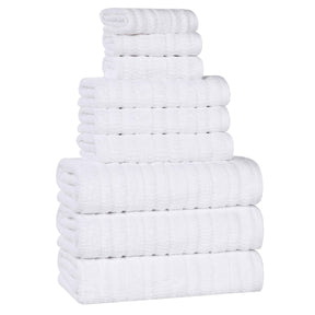 Mika Smart Twist Cotton Solid Textured Ribbed 9 Piece Towel Set