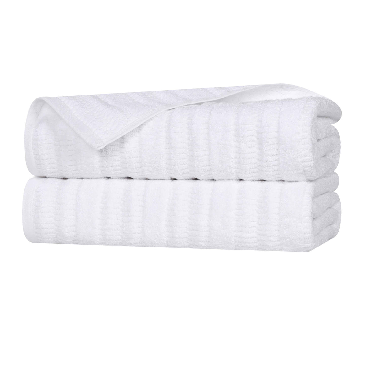 Mika Smart Twist Cotton Solid Textured Ribbed Bath Sheets, Set of 2