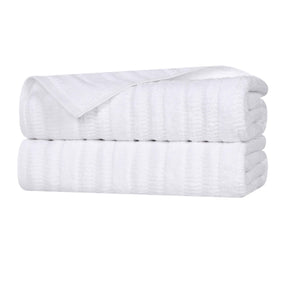 Mika Smart Twist Cotton Solid Textured Ribbed Bath Sheets, Set of 2