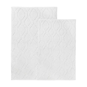 Brou Diamond Lattice Textured Machine Washable Bath Rugs, Set of 2