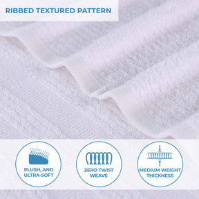 Brea Zero Twist Cotton Ribbed Geometric Border Bath Towel Set of 3