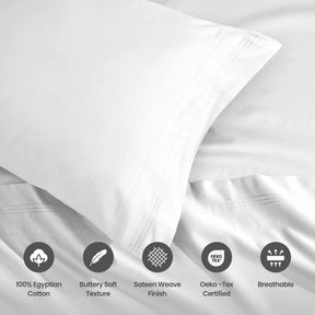 1500 Thread Count Egyptian Cotton 2 Piece Solid Pillowcase Set