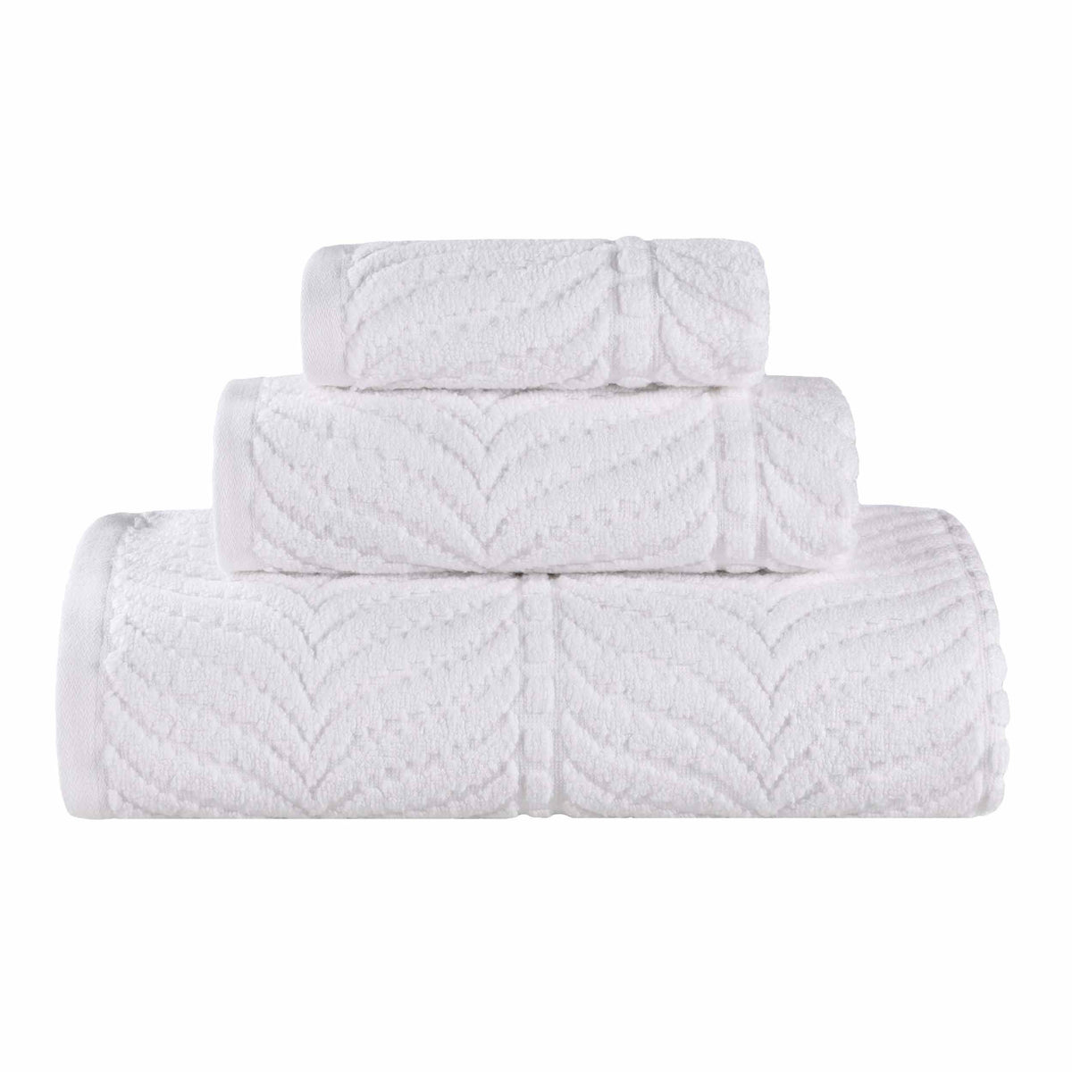 Chevron Zero Twist Jaquard Cotton 3 Piece Bathroom Towel Set