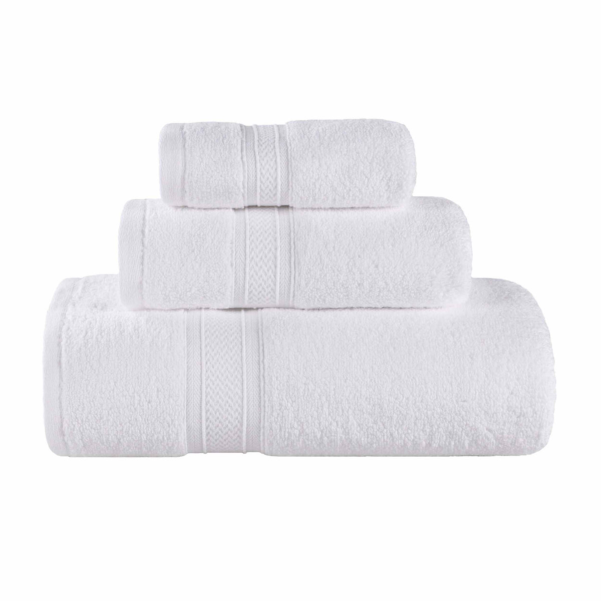 Chevron Zero Twist Solid Soft Absorbent Cotton 3 Piece Towel Set