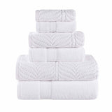 Chevron Zero Twist Solid and Jacquard Soft Cotton 6 Piece Towel Set - Towel Set by Superior