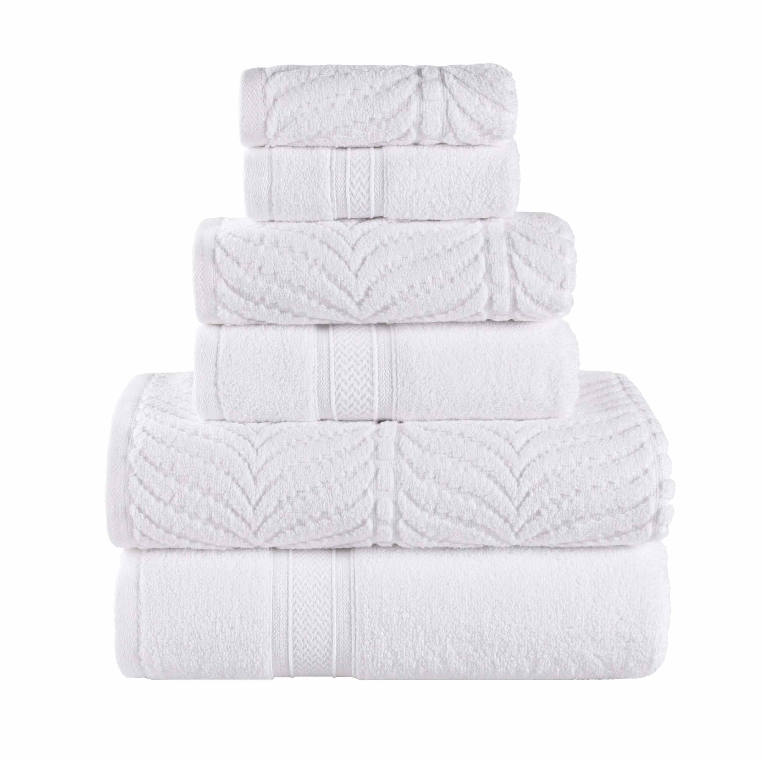 Chevron Zero Twist Solid and Jacquard Soft Cotton 6 Piece Towel Set - Towel Set by Superior