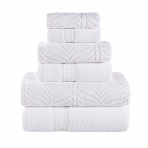 Chevron Zero Twist Solid and Jacquard Soft Cotton 6 Piece Towel Set