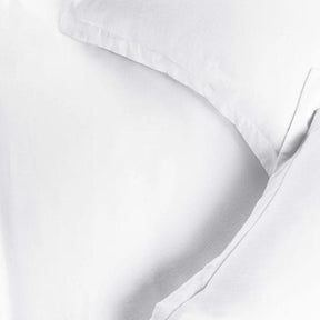 Cotton Flannel Solid Duvet Cover Set with Button Closure - White