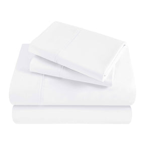 Egyptian Cotton 300 Thread Count Solid Deep Pocket Bed Sheet Set - White