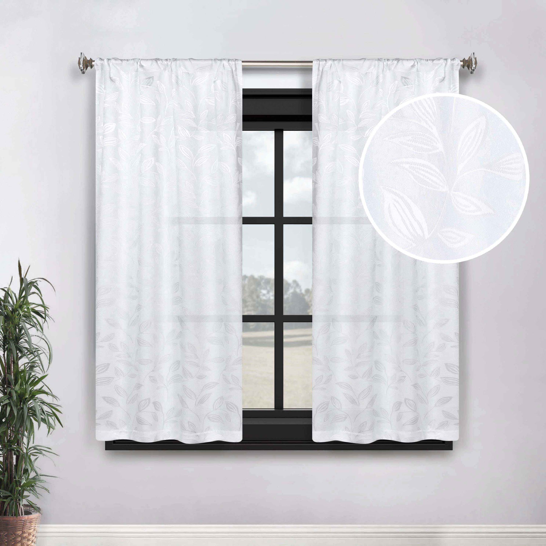 Leaves Washable Room Darkening Blackout Curtain Panels, Set of 2