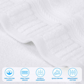 Venice Zero Twist Cotton Medium Weight Face Towels, Set of 12