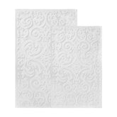 Venere Floral Scroll Textured Machine Washable Bath Rugs, Set of 2