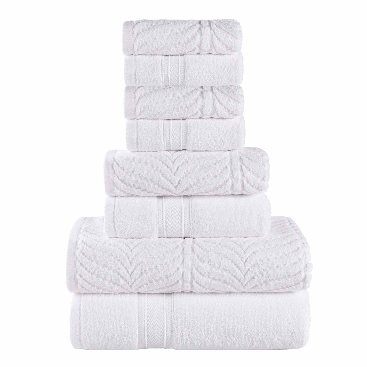 Chevron Zero Twist Solid and Jacquard Cotton 8 Piece Towel Set