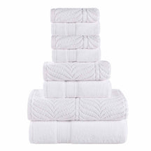 Chevron Zero Twist Solid and Jacquard Cotton 8 Piece Towel Set