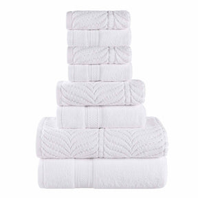 Chevron Zero Twist Solid and Jacquard Cotton 8 Piece Towel Set