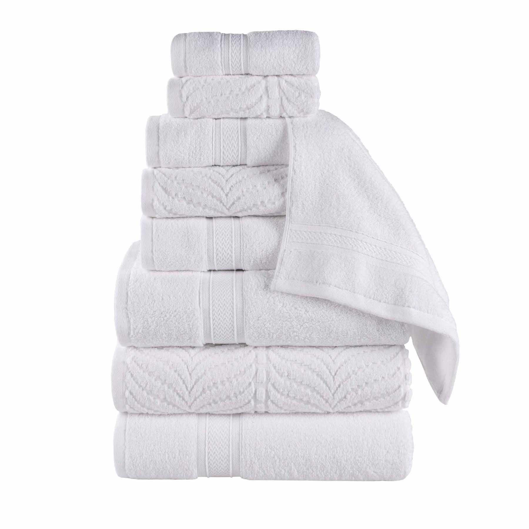 Chevron Zero Twist Solid and Jacquard Cotton 9 Piece Towel Set