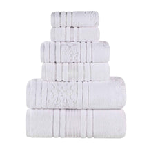 Sadie Zero Twist Cotton Solid and Jacquard Floral 6 Piece Towel Set