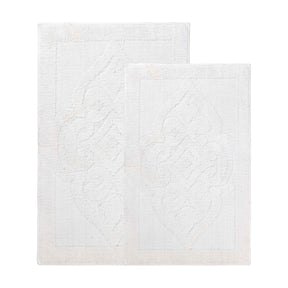 Myra Medallion Textured Jacquard Machine Washable Bath Rugs, Set of 2