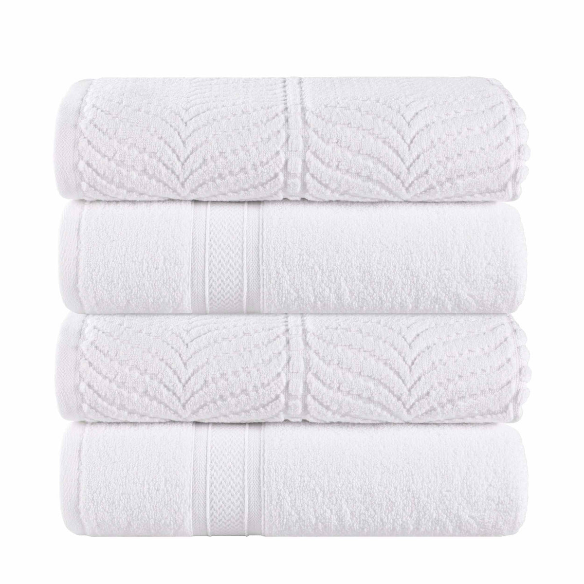 Chevron Zero Twist Solid and Jacquard Soft Cotton Hand Towel Set of 6