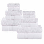 Chevron Zero Twist Solid and Jacquard Soft Cotton 12 Piece Towel Set - Towel Set by Superior