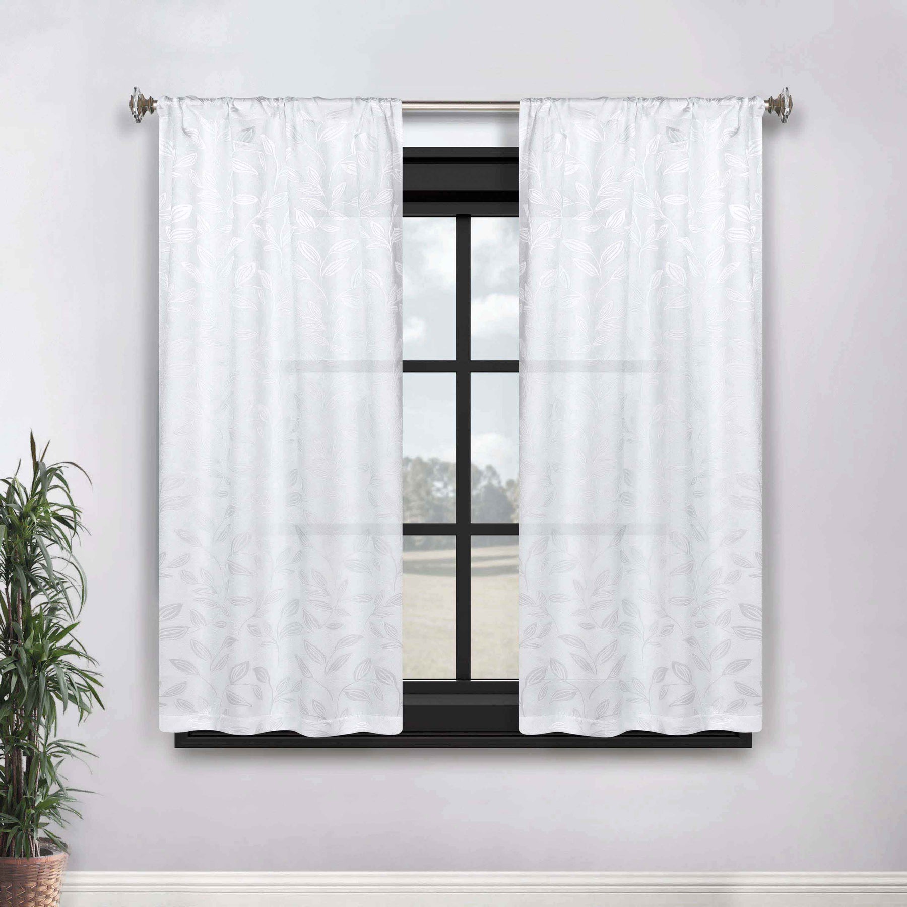 Leaves Washable Room Darkening Blackout Curtain Panels, Set of 2