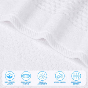 Playa Zero Twist Cotton Solid Waffle Textured 8 Piece Towel Set