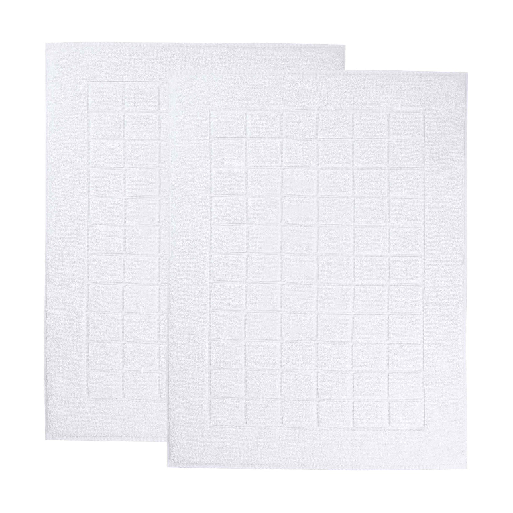 Nora Cotton Solid Absorbent Thick Checkered Washable Bath Mat Set of 2