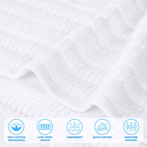 Mika Smart Twist Cotton Solid Textured Ribbed 3 Piece Towel Set