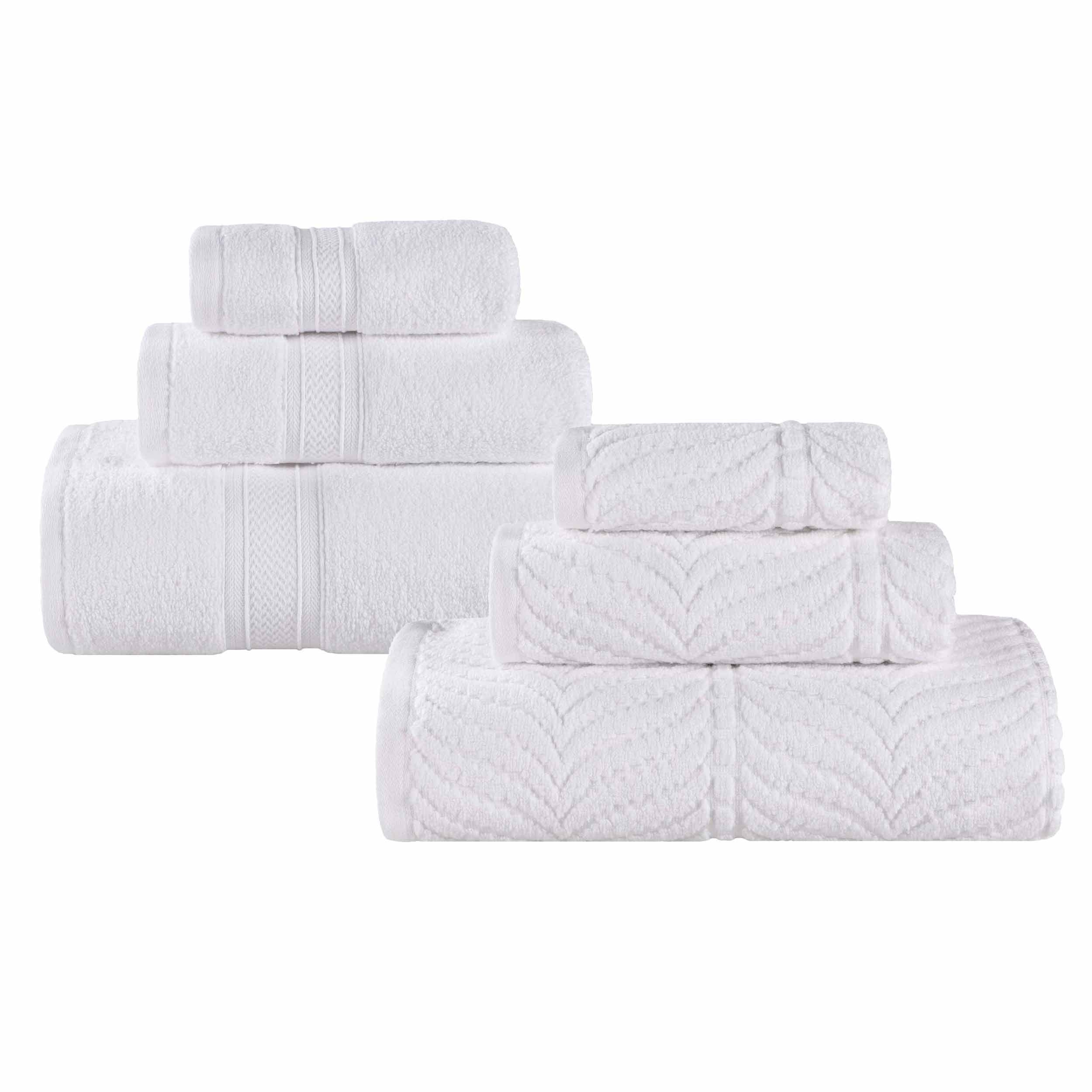 Chevron Zero Twist Solid and Jacquard Soft Cotton 6 Piece Towel Set - Towel Set by Superior