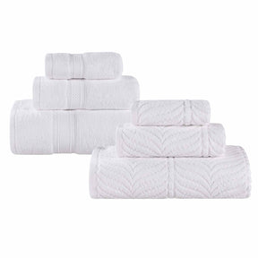 Chevron Zero Twist Solid and Jacquard Soft Cotton 6 Piece Towel Set