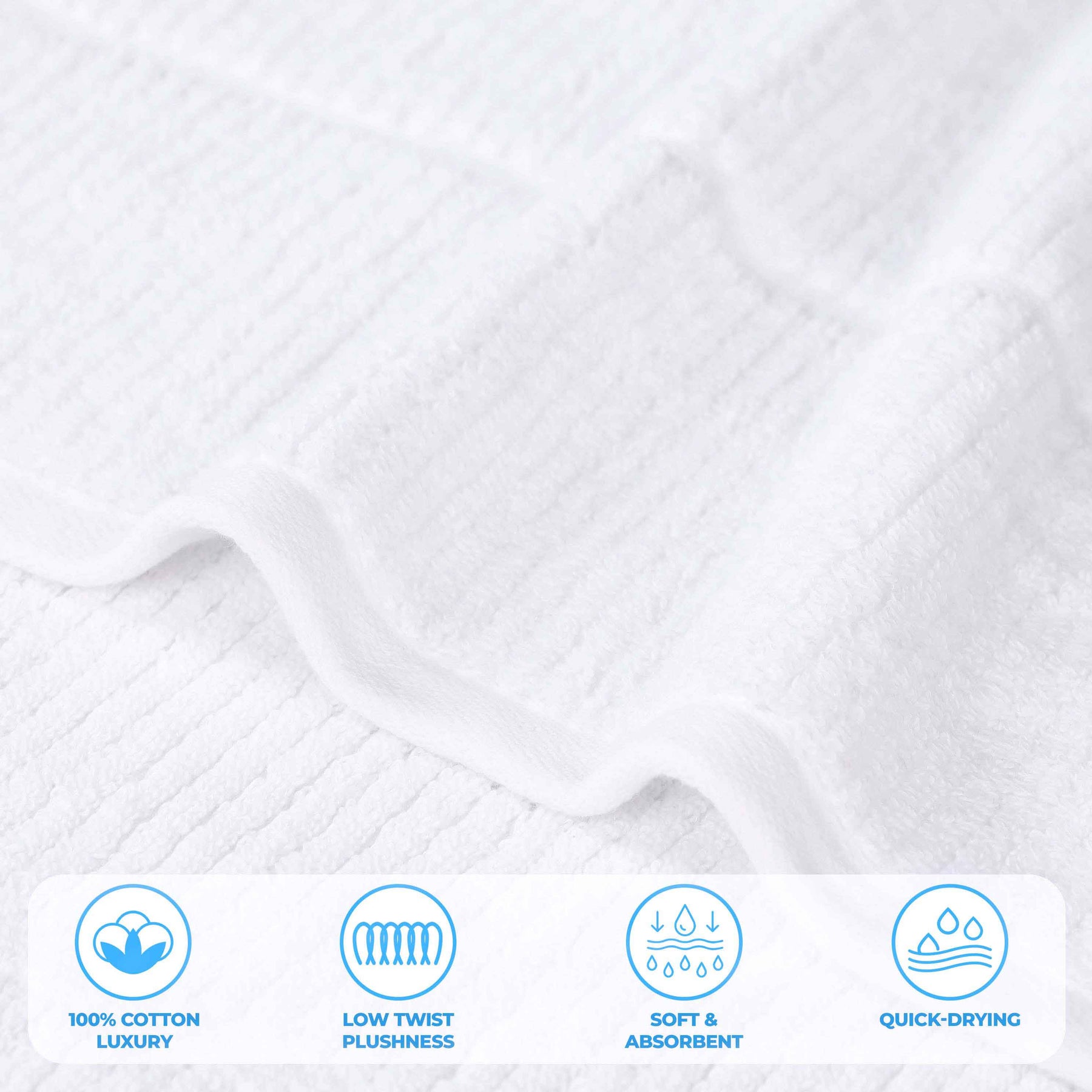 Milo Smart Twist Cotton Solid Ribbed 3 Piece Towel Set