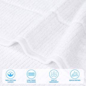 Milo Smart Twist Cotton Solid Ribbed 3 Piece Towel Set