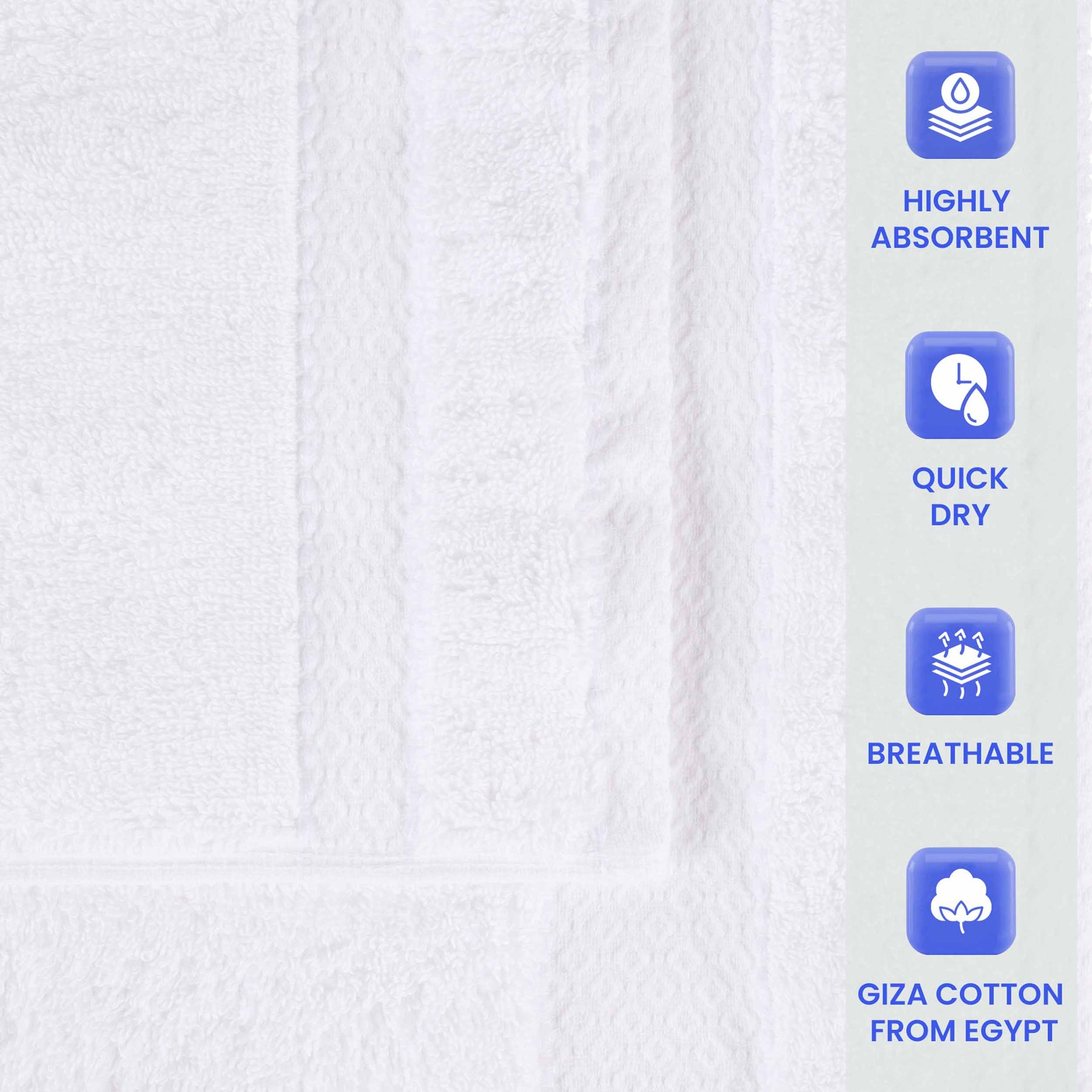 Niles Egyptian Giza Cotton Plush Heavyweight Soft 6 Piece Towel Set - White