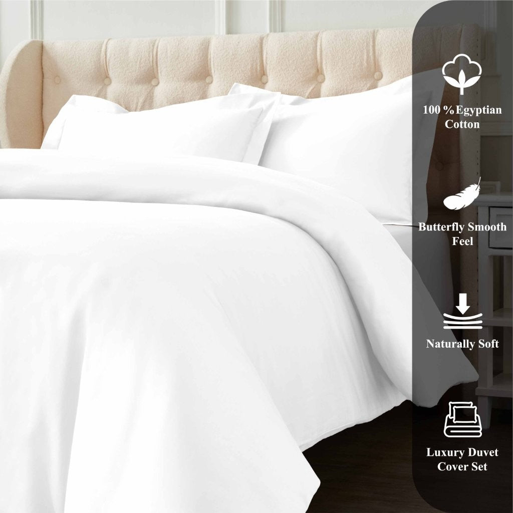 1200 Thread Count Egyptian Solid Cotton Duvet Cover Set