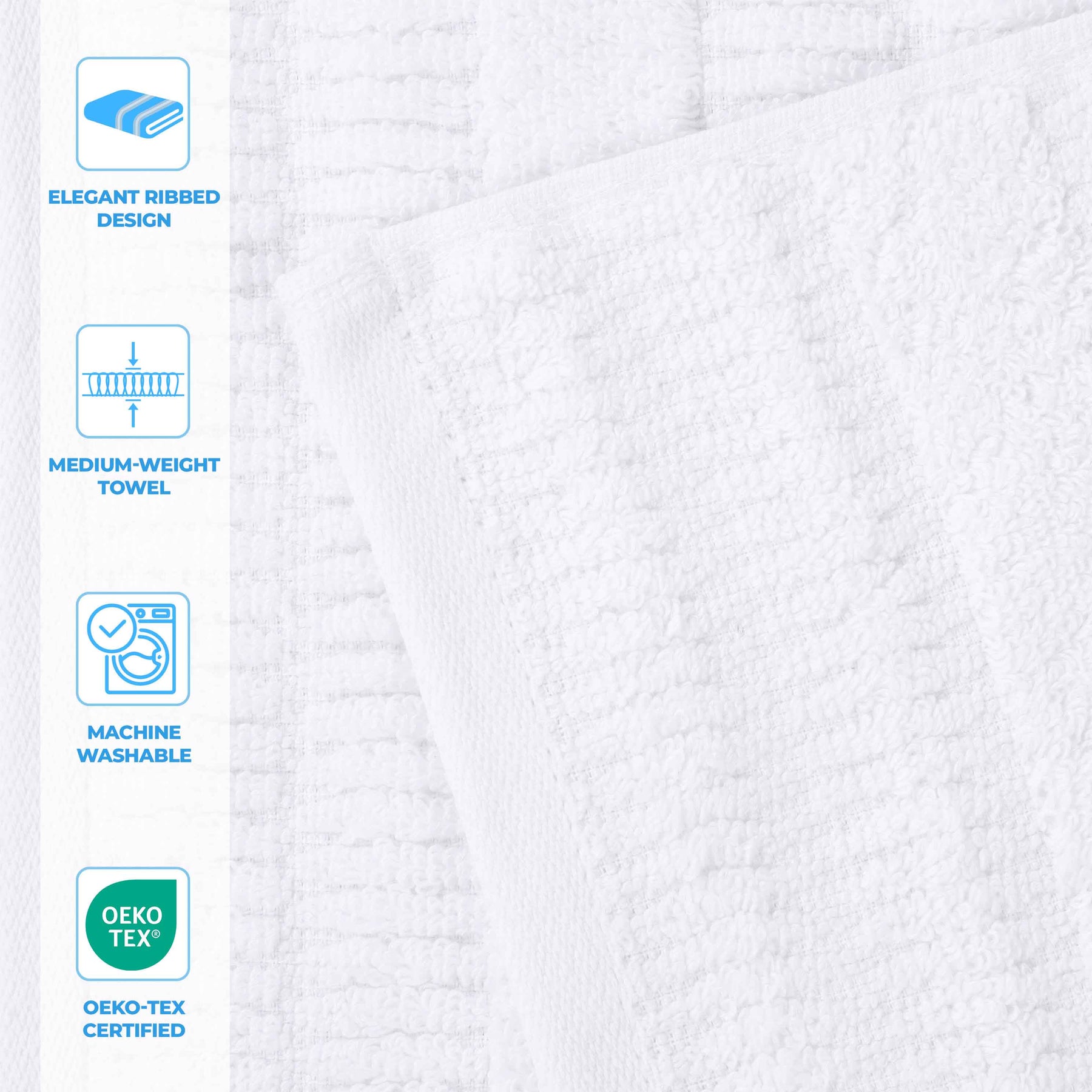 Mika Smart Twist Cotton Solid Textured Ribbed 6 Piece Towel Set