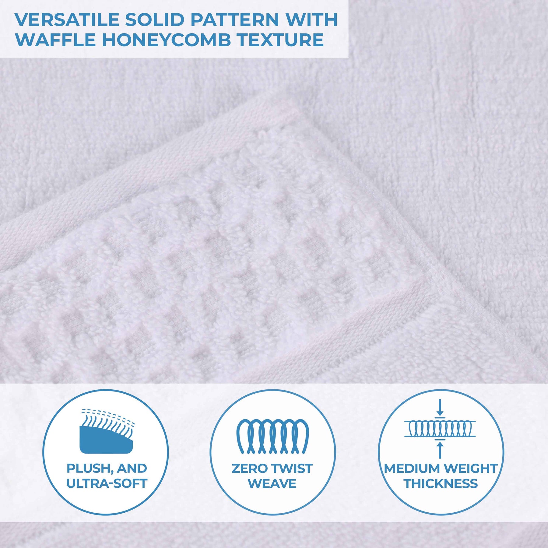 Napa Zero Twist Cotton Solid Waffle Honeycomb Bath Towel Set of 3