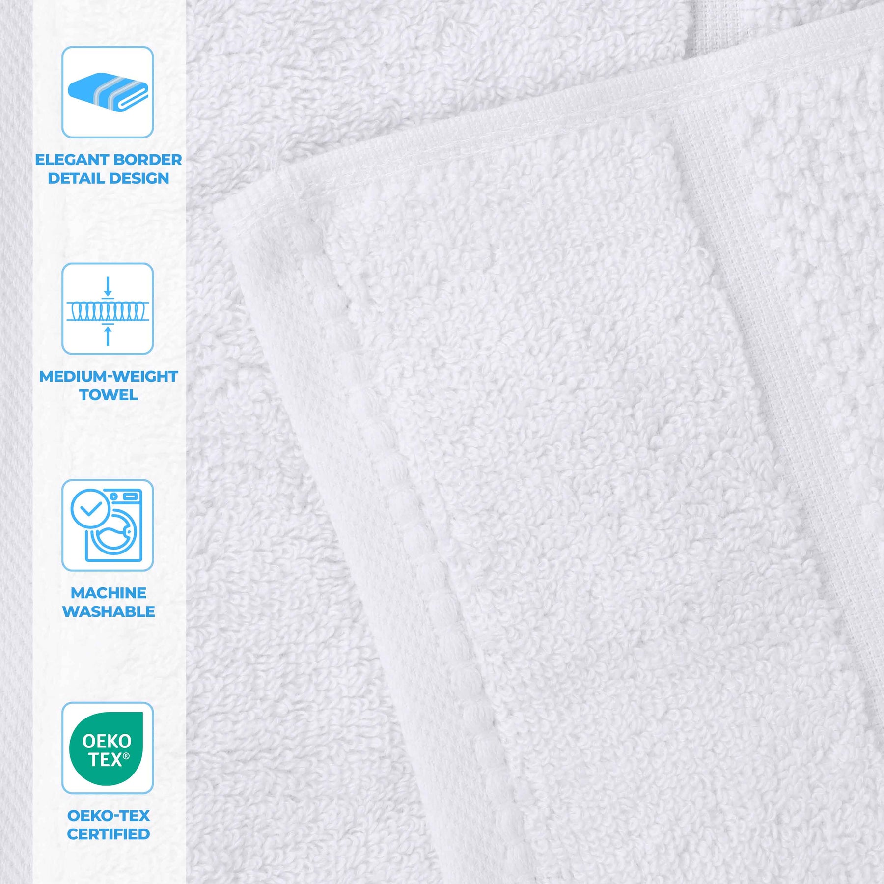 Mile Smart Twist Cotton Solid Face Towels Washcloths, Set of 12