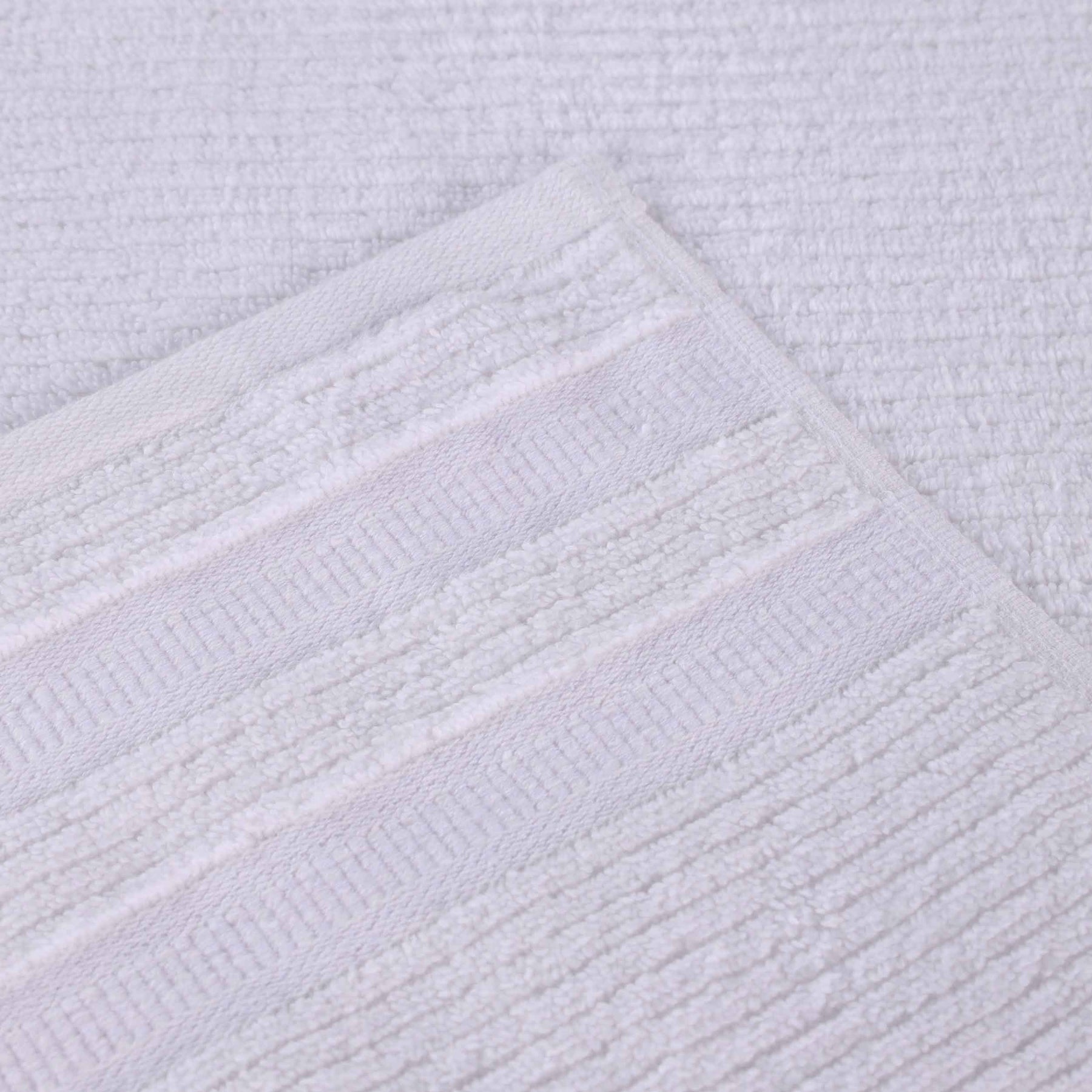 Brea Zero Twist Cotton Ribbed Geometric Border Face Towel Set of 12