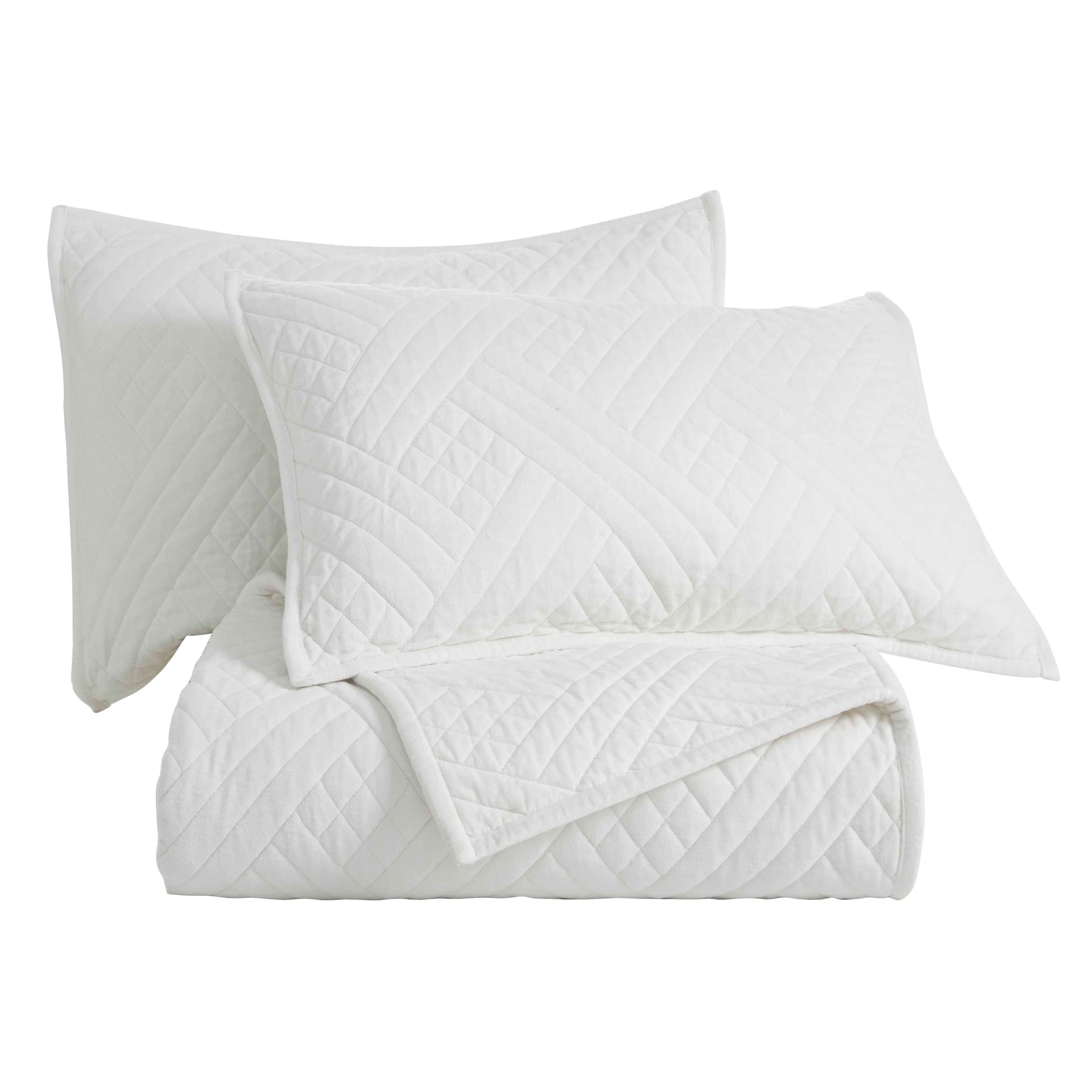 Karina Cotton Velvet Lightweight Geometric Quilt and Pillow Sham Set