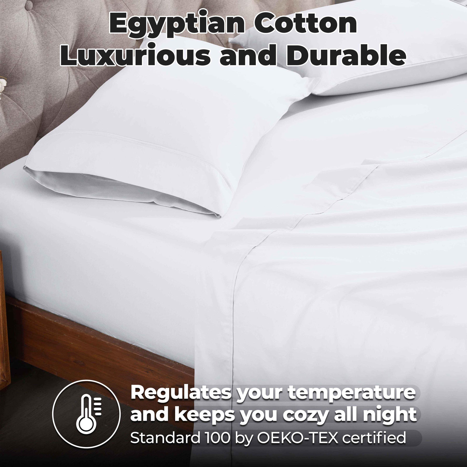 Egyptian Cotton 400 Thread Count Solid Deep Pocket Bed Sheet Set - White