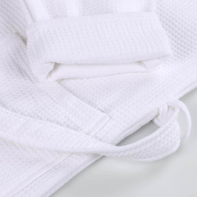 Waffle Weave Cotton Soft Lightweight Oversized Unisex Adult Bath Robe - White