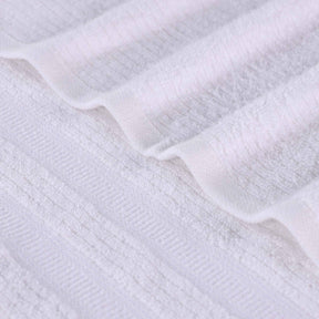 Brea Zero Twist Cotton Ribbed Geometric Border Bath Towel Set of 3