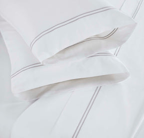 Fieldstone Cotton Two-Line Embroidered Deep Pocket Bed Sheet Set - White-Silver