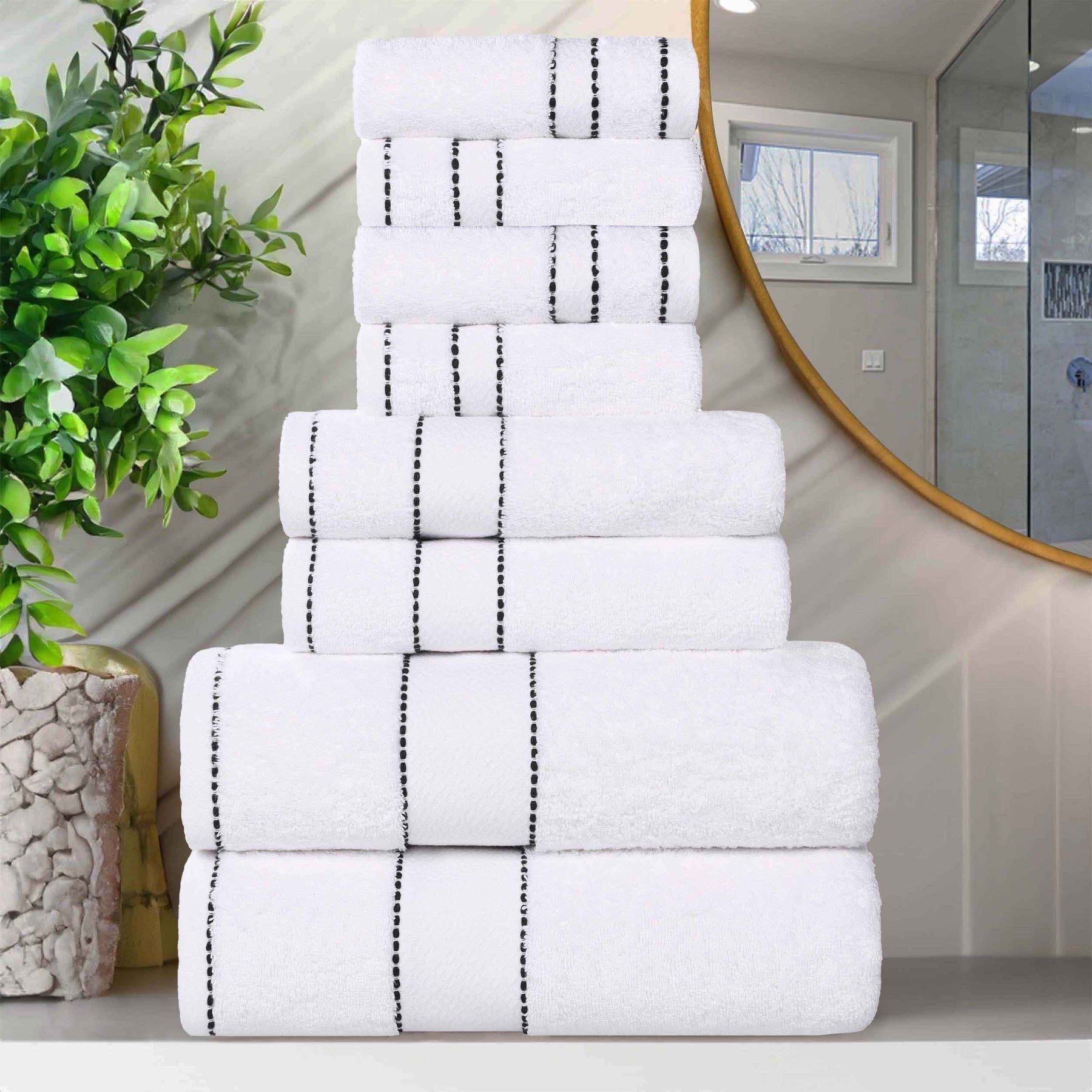 Niles Egyptian Giza Cotton Plush Heavyweight Soft 8 Piece Towel Set