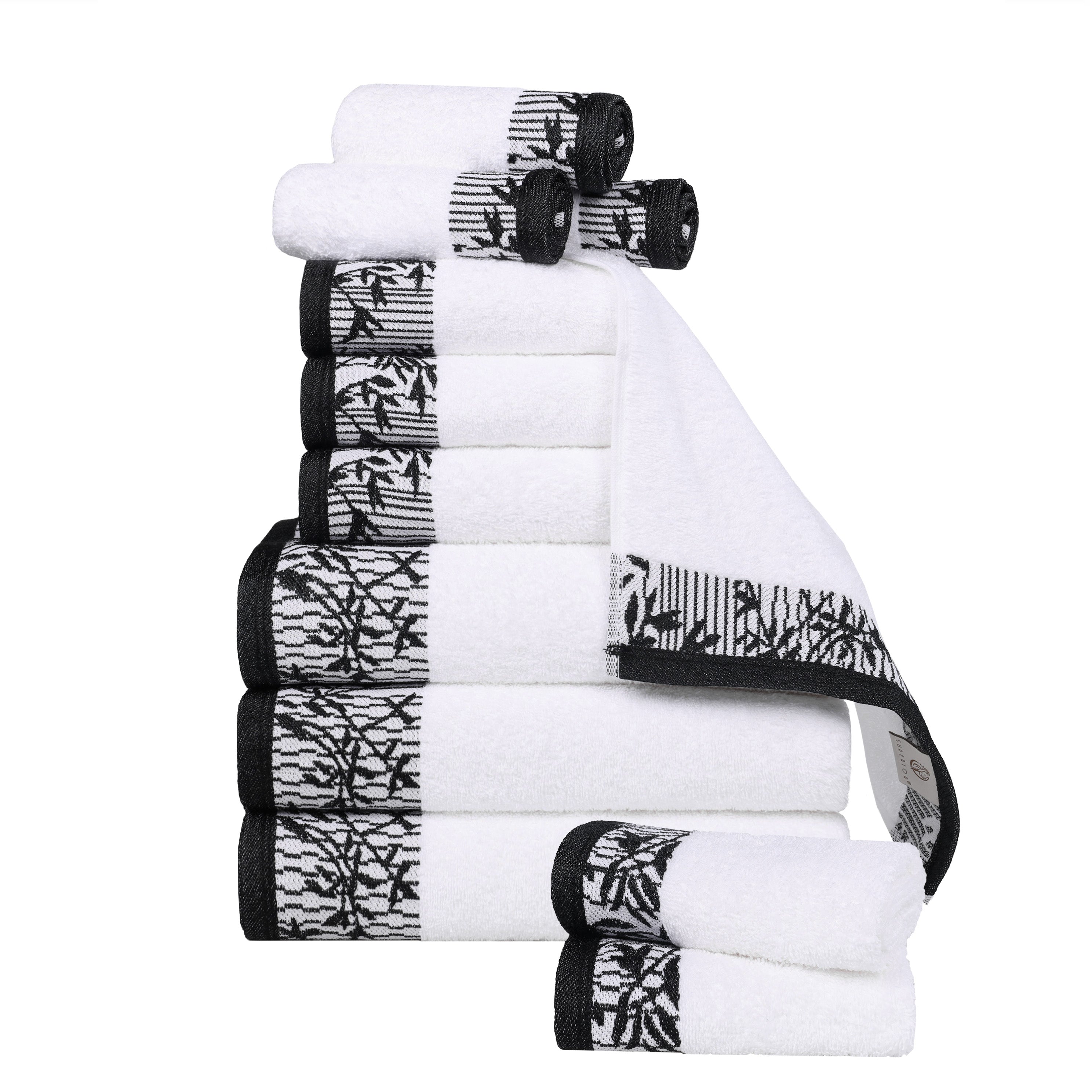 Wisteria Cotton Medium Weight Floral Jacquard 12 Piece Towel Set - Towel Set by Superior