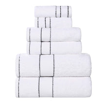 Niles Egyptian Giza Cotton Plush Heavyweight Soft 6 Piece Towel Set - White-Black