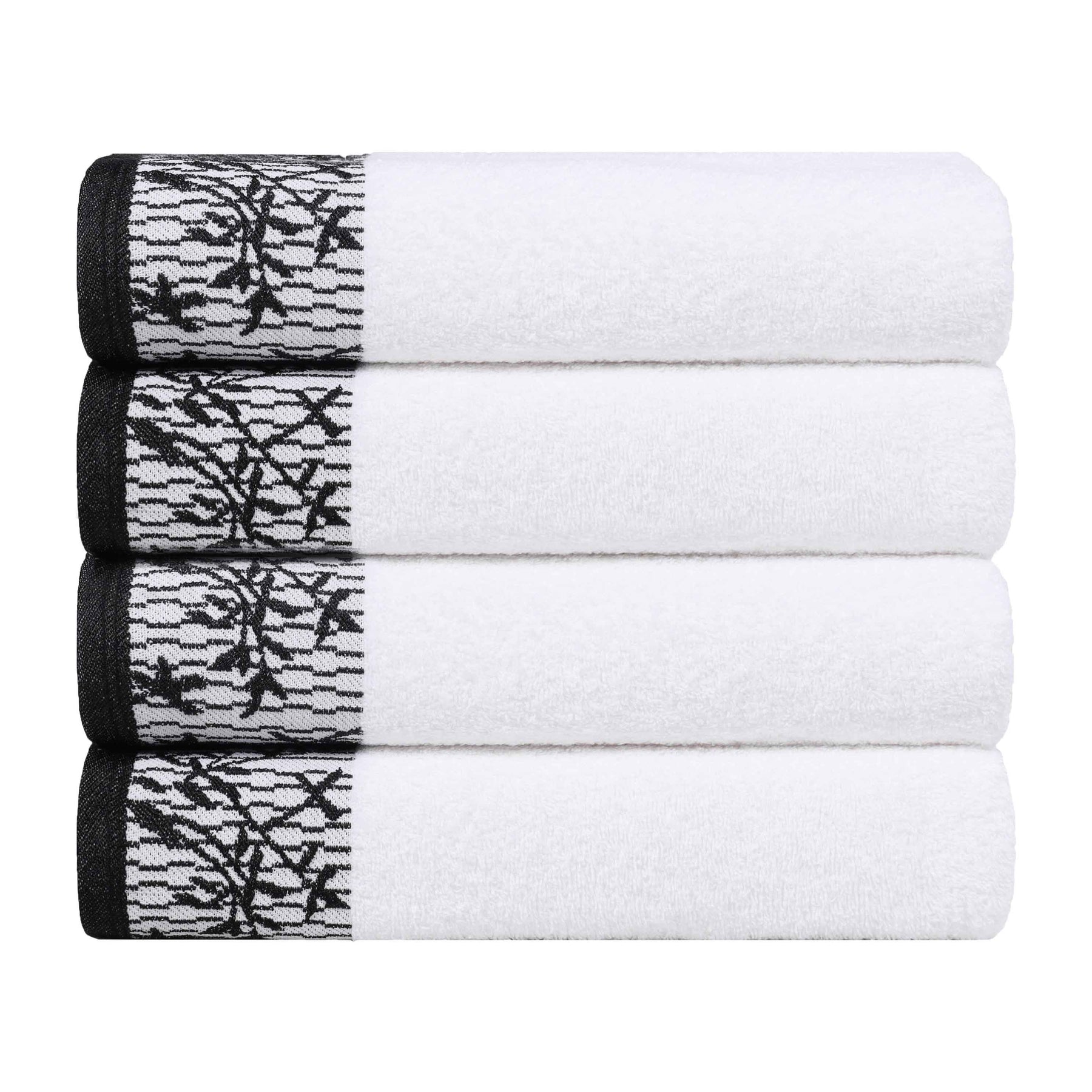 Wisteria Cotton Medium Weight Floral Jacquard Bath Towels, Set of 4