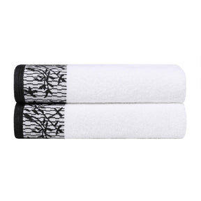 Wisteria Cotton Medium Weight Floral Jacquard Bath Towels, Set of 2