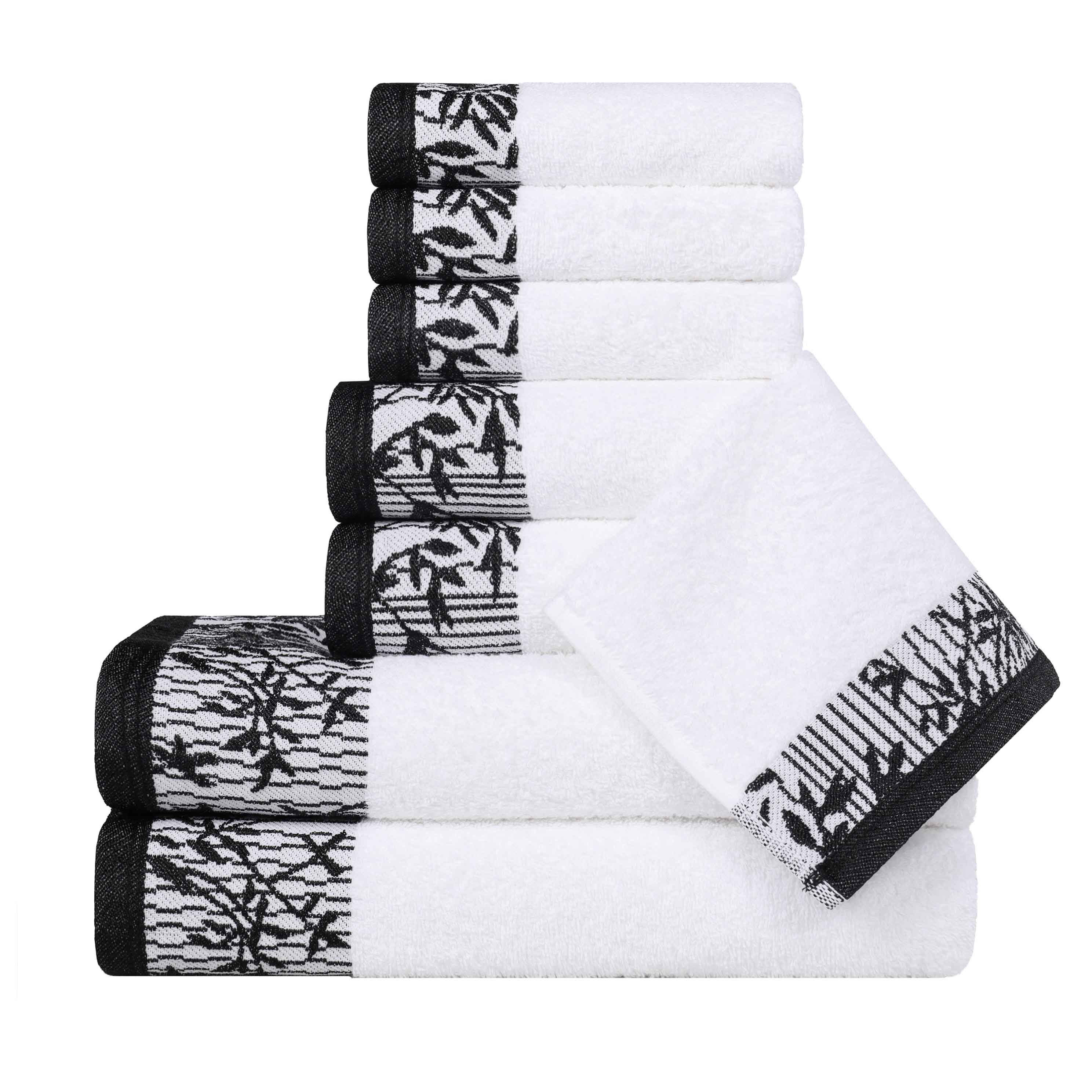 Wisteria Cotton Medium Weight Floral Jacquard Border 8 Piece Towel Set - Towel Set by Superior